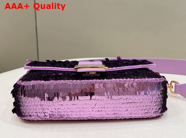 Fendi Baguette Lilac Sequin and Leather Bag Replica