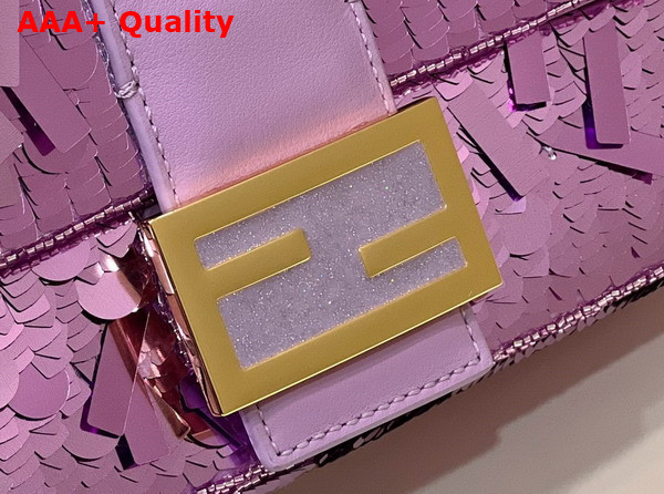 Fendi Baguette Lilac Sequin and Leather Bag Replica