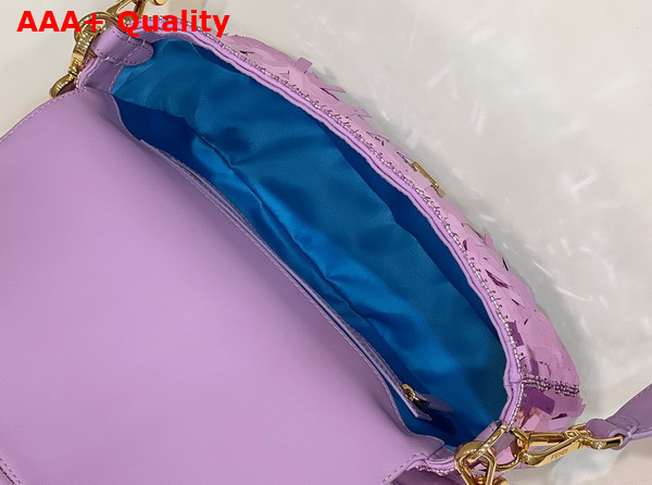 Fendi Baguette Lilac Sequin and Leather Bag Replica