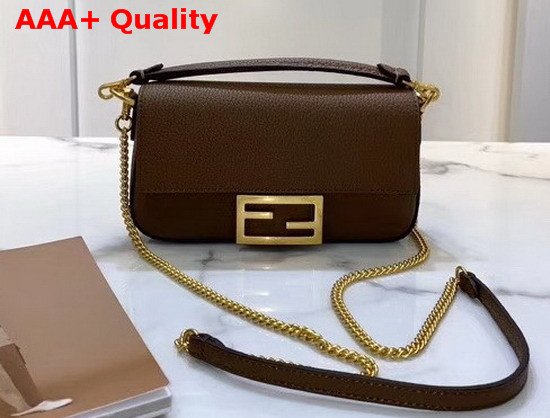 Fendi Baguette Mini Bag in Brown Romano Leather Replica