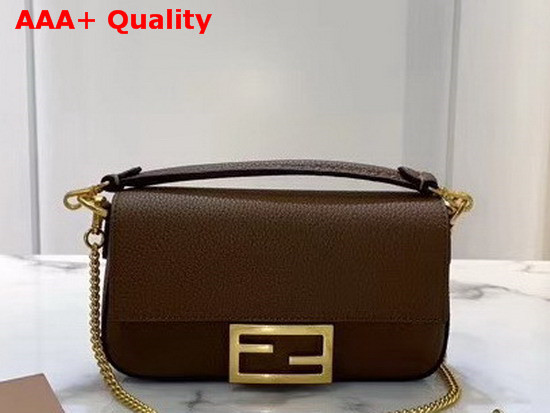 Fendi Baguette Mini Bag in Brown Romano Leather Replica