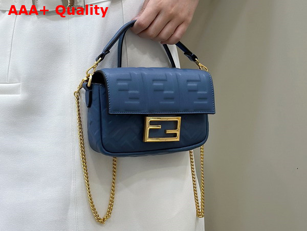 Fendi Baguette Mini Blue Nappa Leather Bag Replica