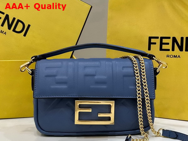 Fendi Baguette Mini Blue Nappa Leather Bag Replica