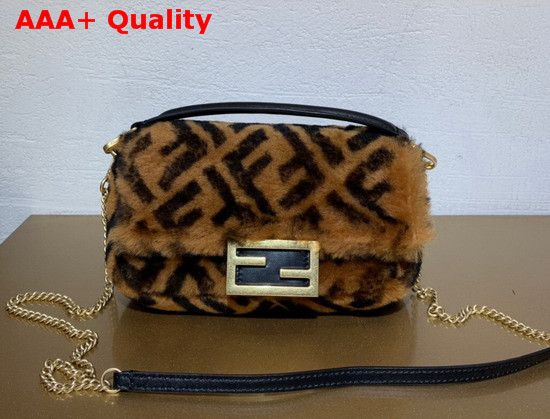 Fendi Baguette Mini Brown Sheepskin Bag Replica