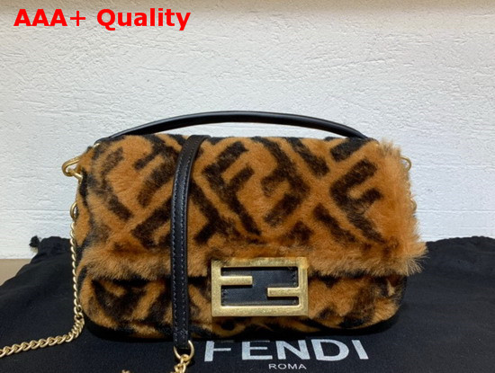 Fendi Baguette Mini Brown Sheepskin Bag Replica