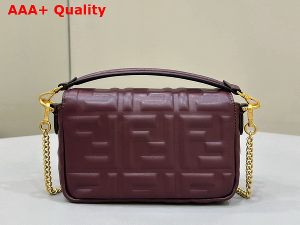 Fendi Baguette Mini Burgundy Nappa Leather Bag with FF Motif Replica