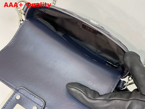 Fendi Baguette Mini Midnight Blue Nappa Leather Bag with FF Motif Replica