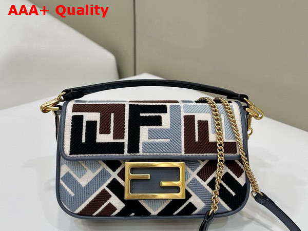 Fendi Baguette Mini Multicolor Canvas Bag with FF Embroidery Replica