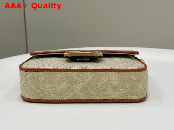 Fendi Baguette Mini Natural Straw Bag with FF Embroidery Beige Replica