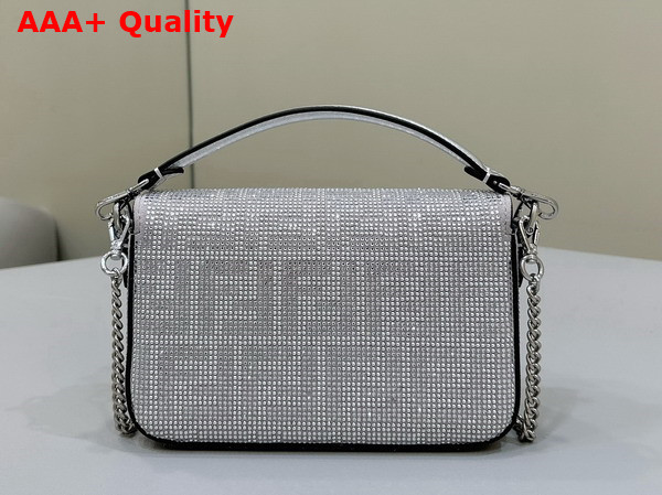 Fendi Baguette Mini Silver Leather Bag with Crystal FF Motif Replica