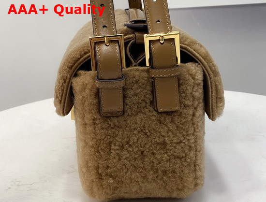 Fendi Baguette Multi Bag with Double Sided Design Made of Soft Beige Merino Sheepskin and Decorated On Both Sides with FF Clasp Replica