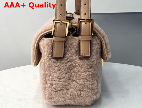 Fendi Baguette Multi Bag with Double Sided Design Made of Soft Pale Pink Merino Sheepskin and Decorated On Both Sides with FF Clasp Replica