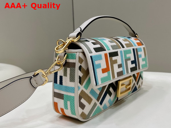 Fendi Baguette Multicolor Canvas Bag with FF Embroidery Replica