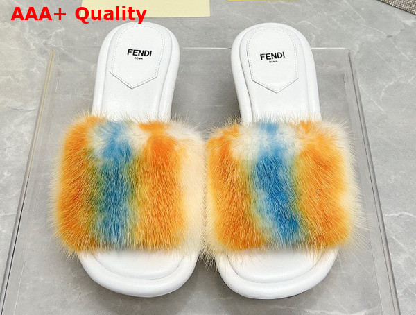 Fendi Baguette Multicolor Mink Slides Replica