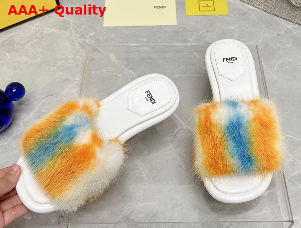 Fendi Baguette Multicolor Mink Slides Replica