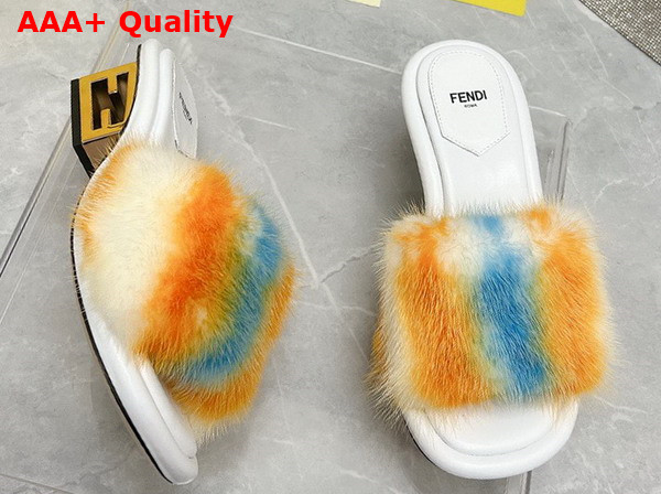 Fendi Baguette Multicolor Mink Slides Replica