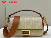 Fendi Baguette Natural Straw Bag with FF Embroidery Beige Replica
