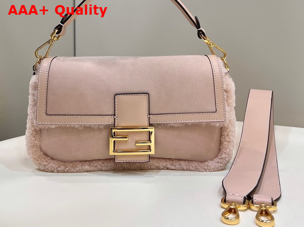 Fendi Baguette Pale Pink Sheepskin Bag Replica