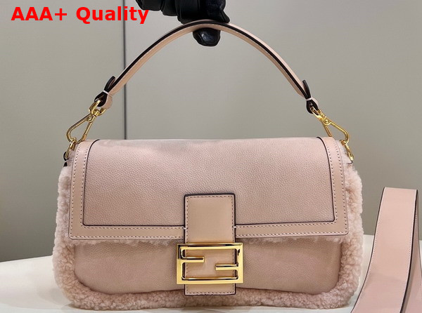 Fendi Baguette Pale Pink Sheepskin Bag Replica