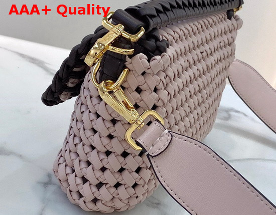 Fendi Baguette Pink Leather Interlace Bag Replica