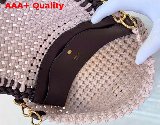 Fendi Baguette Pink Leather Interlace Bag Replica