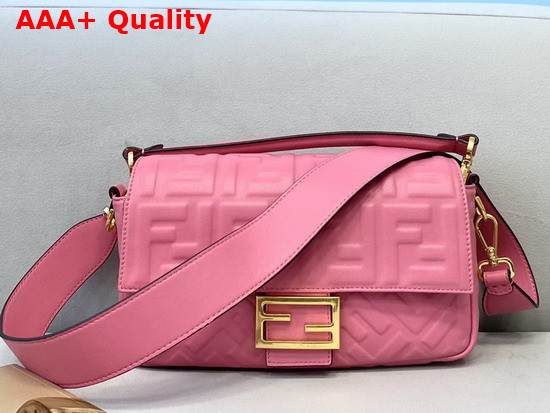 Fendi Baguette Pink Nappa Leather FF Bag Replica