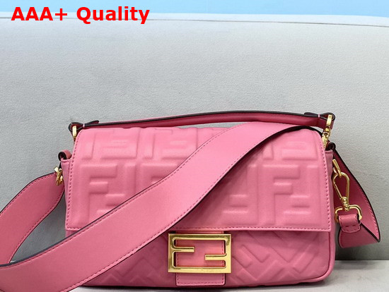 Fendi Baguette Pink Nappa Leather FF Bag Replica