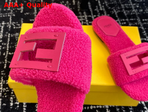 Fendi Baguette Pink Shearling Slides Replica