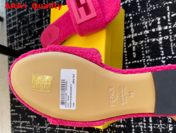 Fendi Baguette Pink Shearling Slides Replica