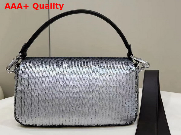 Fendi Baguette Re Edition Bag in Aluminum Tone Sequins Replica