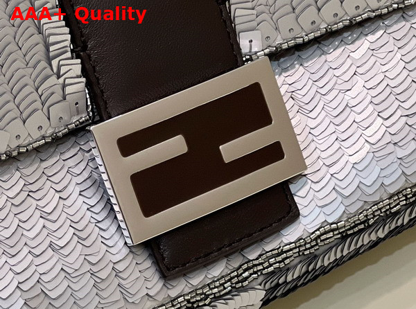 Fendi Baguette Re Edition Bag in Aluminum Tone Sequins Replica