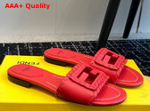 Fendi Baguette Red Leather Slides Replica