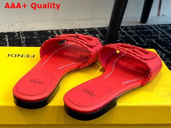 Fendi Baguette Red Leather Slides Replica