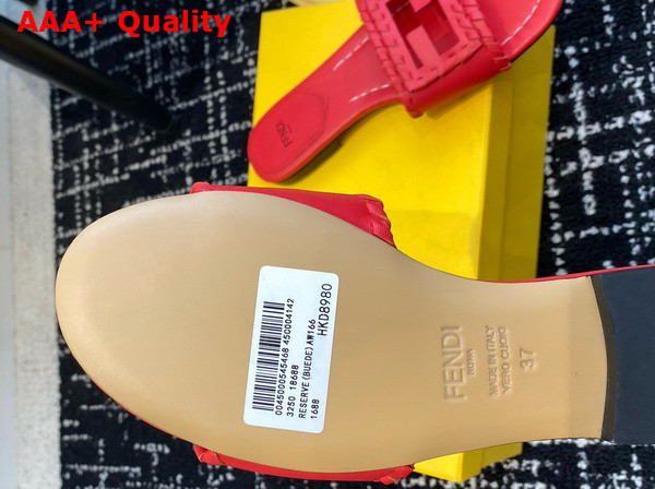 Fendi Baguette Red Leather Slides Replica