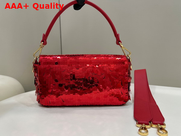 Fendi Baguette Red Sequin and Leather Bag Replica