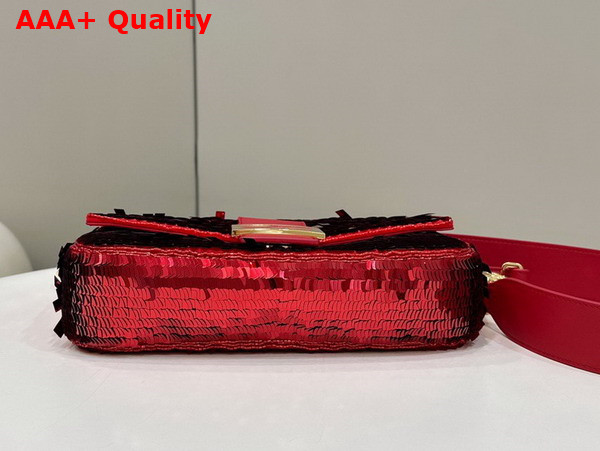 Fendi Baguette Red Sequin and Leather Bag Replica