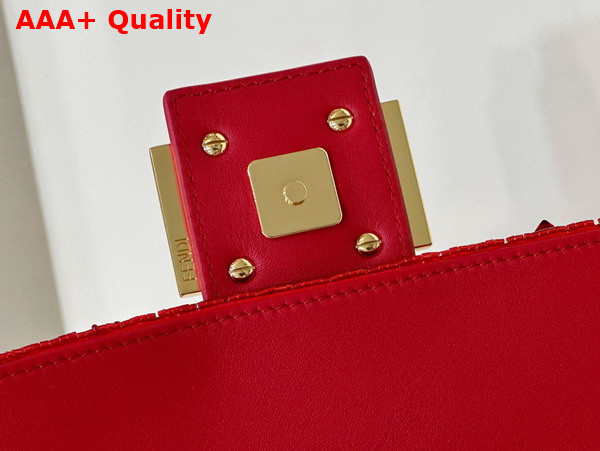 Fendi Baguette Red Sequin and Leather Bag Replica