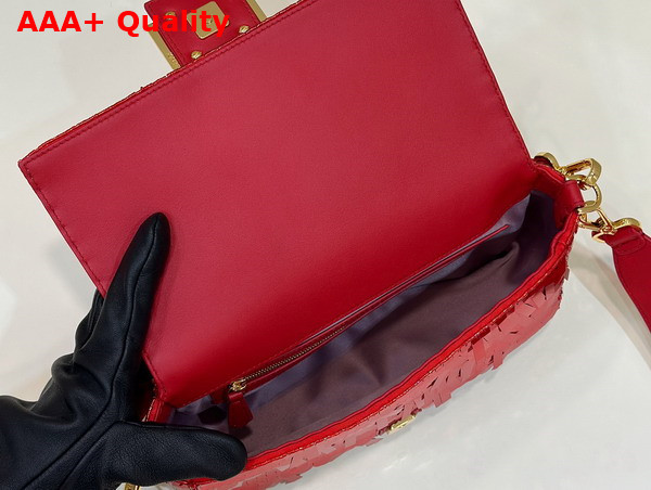 Fendi Baguette Red Sequin and Leather Bag Replica