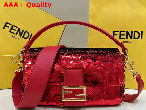 Fendi Baguette Red Sequin and Leather Bag Replica