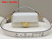 Fendi Baguette White FF Canvas Bag Replica