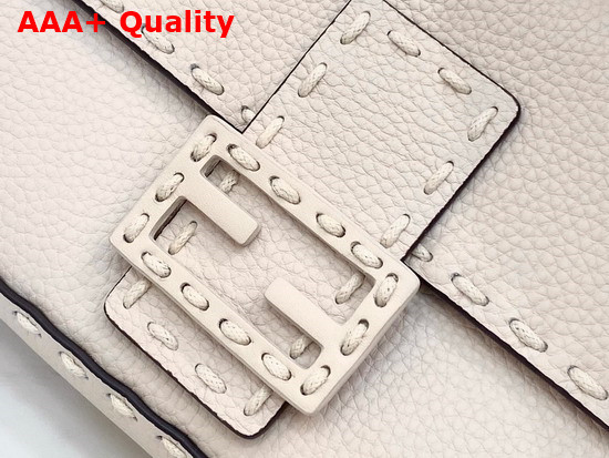 Fendi Baguette White Full Grain Leather Bag Replica