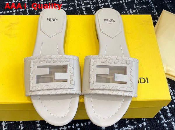 Fendi Baguette White Leather Slides Replica