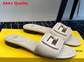 Fendi Baguette White Leather Slides Replica
