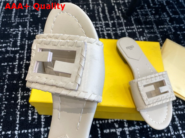 Fendi Baguette White Leather Slides Replica