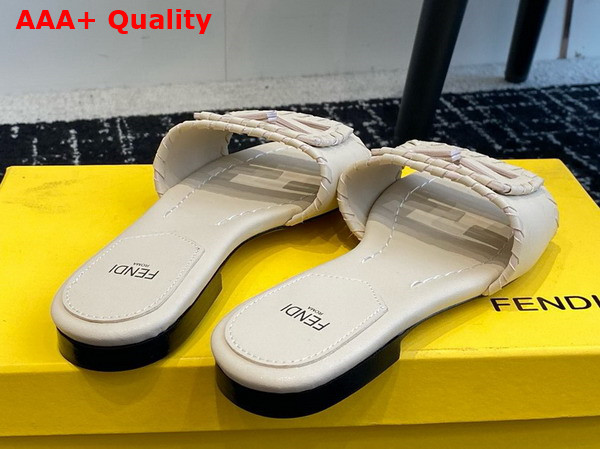 Fendi Baguette White Leather Slides Replica