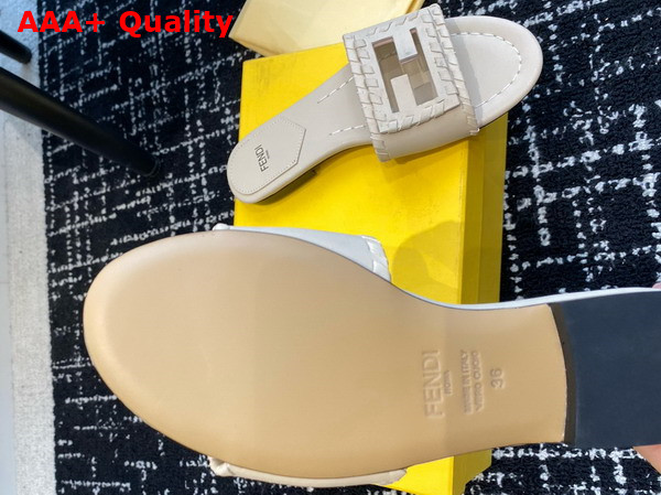 Fendi Baguette White Leather Slides Replica