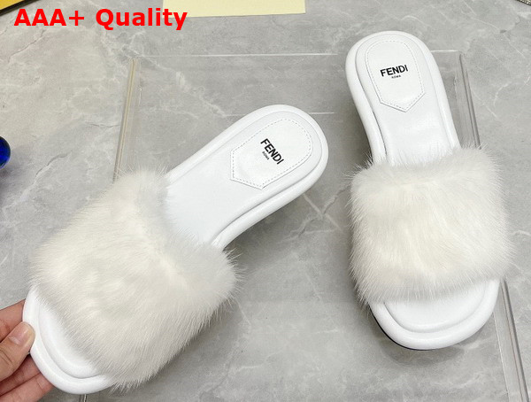 Fendi Baguette White Mink Slides Replica