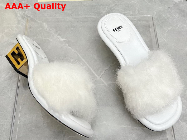 Fendi Baguette White Mink Slides Replica