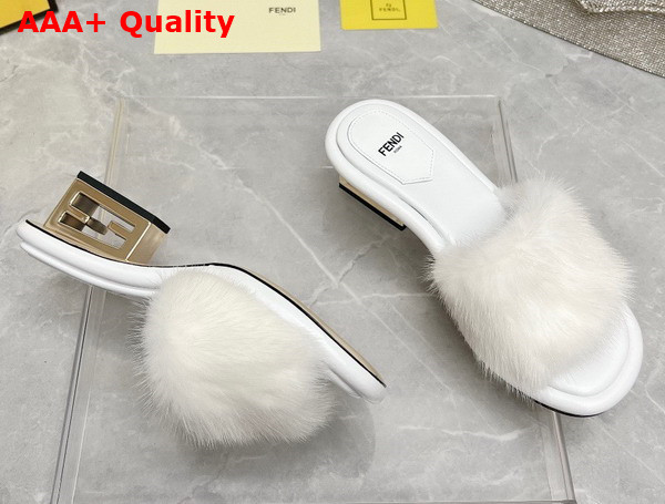 Fendi Baguette White Mink Slides Replica