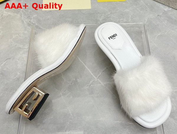 Fendi Baguette White Mink Slides Replica